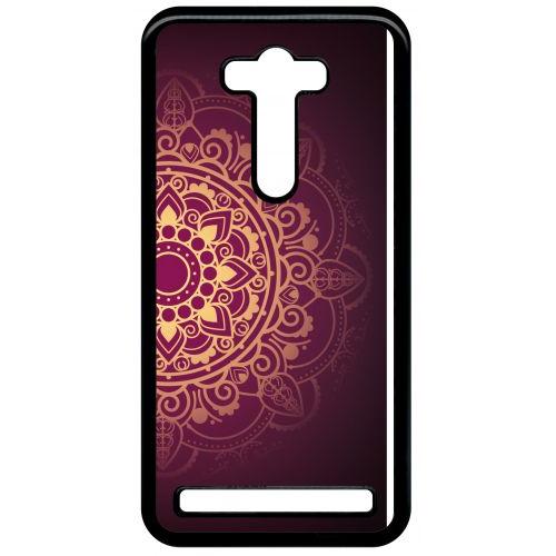 Coque Pour Smartphone - Oriental Fond Mauve Et Or - Compatible Avec Asus Zenfone 2 Laser Ze550kl - Plastique - Bord Noir