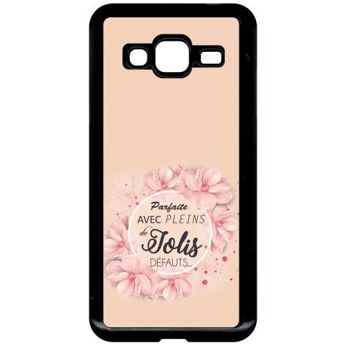 Coque Pour Smartphone - Parfaite Avec Pleins De Jolis Defauts Fleurs Fond Rose 2 - Compatible Avec Samsung Galaxy J3 - Plastique - Bord Noir