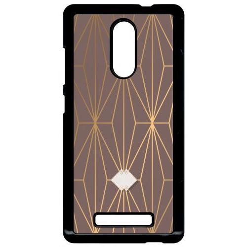 Coque Xiaomi Redmi Note 3 - Losange Geometrique Beige Et Or - Noir