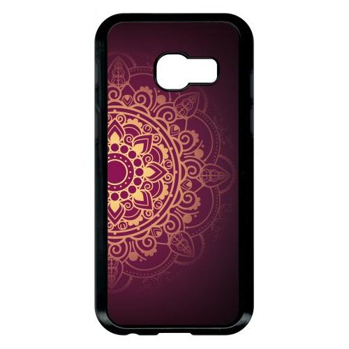 Coque Pour Smartphone - Oriental Fond Mauve Et Or - Compatible Avec Samsung Galaxy A3 (2017) - Plastique - Bord Noir