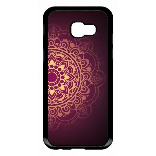 Coque Pour Smartphone - Oriental Fond Mauve Et Or - Compatible Avec Samsung Galaxy A5 (2017) - Plastique - Bord Noir