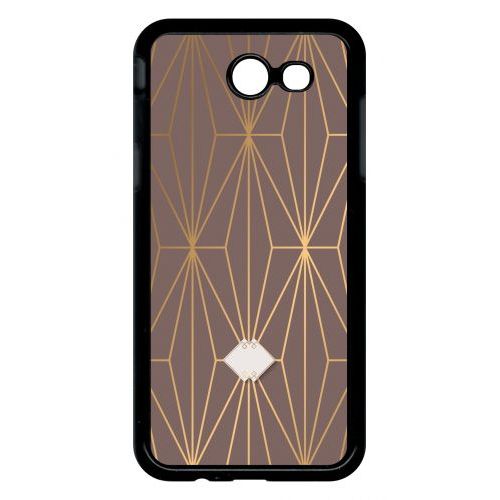 Coque Pour Smartphone - Losange Geometrique Beige Et Or - Compatible Avec Samsung Galaxy J3 (2017) - Plastique - Bord Noir