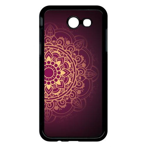 Coque Pour Smartphone - Oriental Fond Mauve Et Or - Compatible Avec Samsung Galaxy J3 (2017) - Plastique - Bord Noir