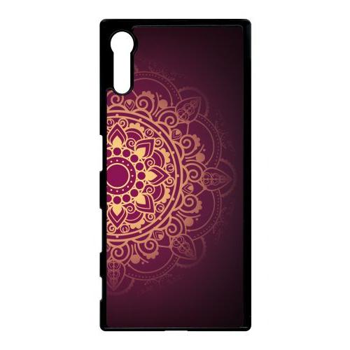 Coque Xperia Xz - Oriental Fond Mauve Et Or - Noir