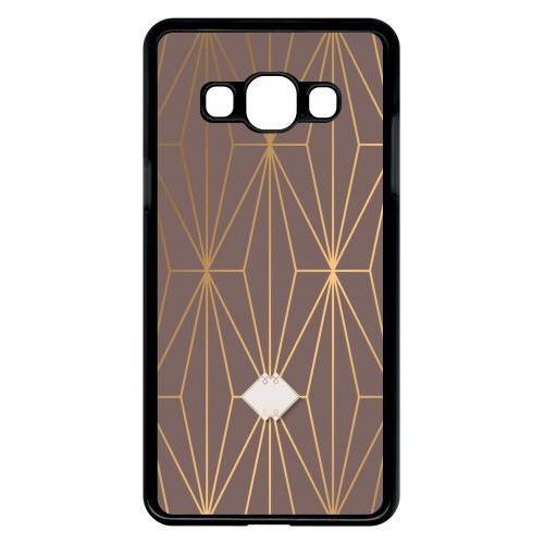 Coque Pour Smartphone - Losange Geometrique Beige Et Or - Compatible Avec Samsung Galaxy J3 Pro - Plastique - Bord Noir