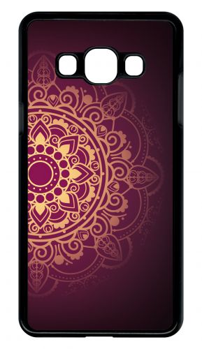 Coque Pour Smartphone - Oriental Fond Mauve Et Or - Compatible Avec Samsung Galaxy J3 Pro - Plastique - Bord Noir