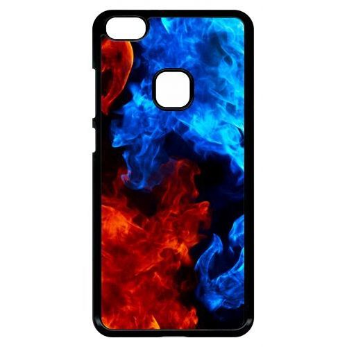 Coque Pour Smartphone - Flammes - Compatible Avec Huawei P10 Lite - Plastique - Bord Noir