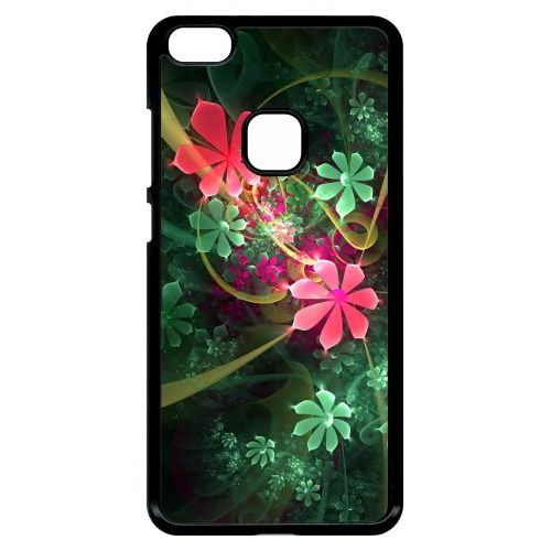 Coque Pour Smartphone - Abstrait Fleur Verte - Compatible Avec Huawei P10 Lite - Plastique - Bord Noir