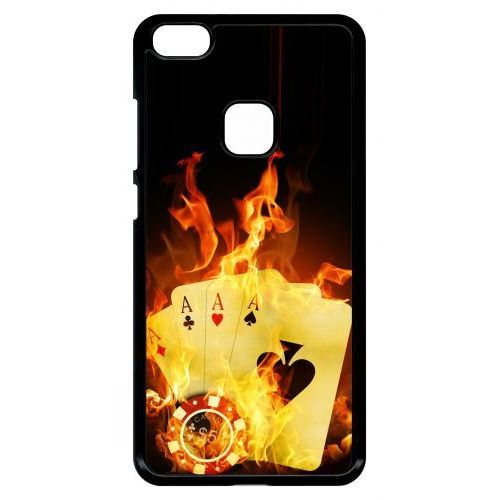 Coque Pour Smartphone - Poker Feu - Compatible Avec Huawei P10 Lite - Plastique - Bord Noir