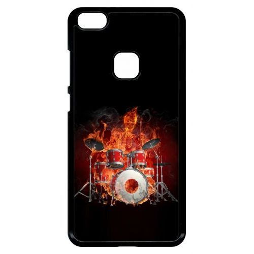Coque Pour Smartphone - Squellette Joue A La Batterie Flamme - Compatible Avec Huawei P10 Lite - Plastique - Bord Noir