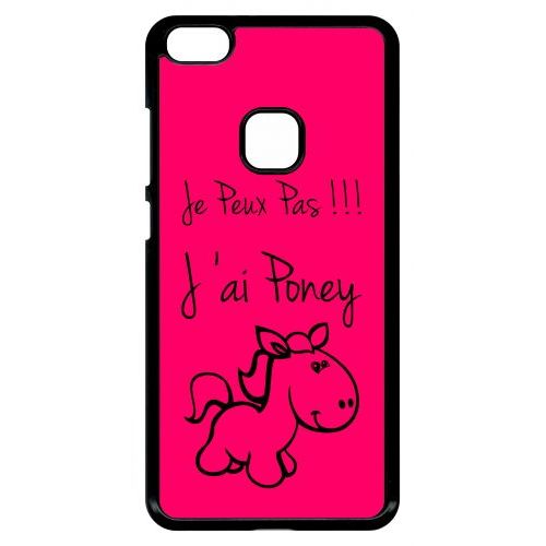 Coque Pour Smartphone - Citation Poney Rose - Compatible Avec Huawei P10 Lite - Plastique - Bord Noir