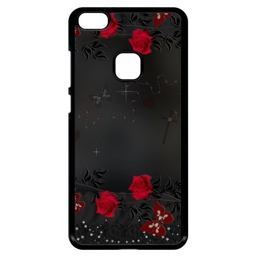 Coque Pour Smartphone - Roses Gothic Chapelet - Compatible Avec Huawei P10 Lite - Plastique - Bord Noir