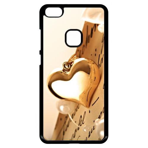 Coque Pour Smartphone - Coeur D'or Sur Livre - Compatible Avec Huawei P10 Lite - Plastique - Bord Noir