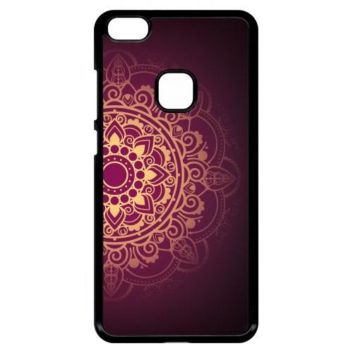 Coque Pour Smartphone - Oriental Fond Mauve Et Or - Compatible Avec Huawei P10 Lite - Plastique - Bord Noir