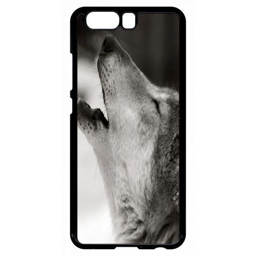 Coque Pour Smartphone - Loup Hurlant - Compatible Avec Huawei P10 - Plastique - Bord Noir