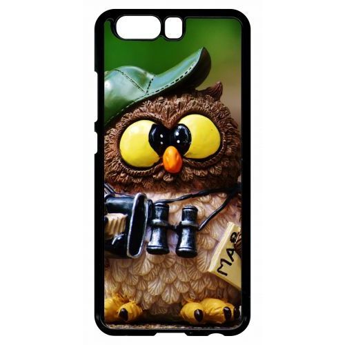 Coque Pour Smartphone - Chouette - Compatible Avec Huawei P10 - Plastique - Bord Noir