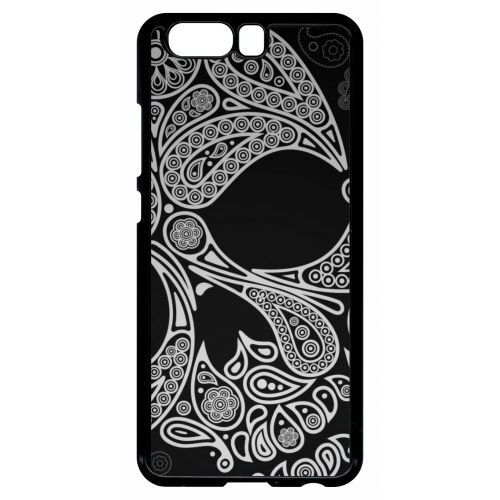 Coque Pour Smartphone - Skull Barroque - Compatible Avec Huawei P10 - Plastique - Bord Noir