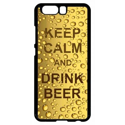 Coque Pour Smartphone - Keep Calm Biere Bulle - Compatible Avec Huawei P10 - Plastique - Bord Noir