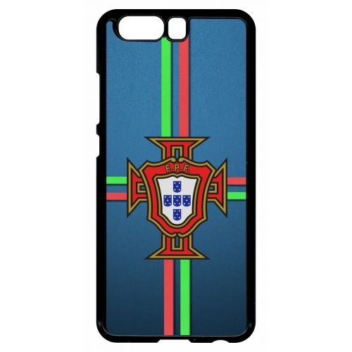 Coque Pour Smartphone - Blason Portugal Bleu - Compatible Avec Huawei P10 - Plastique - Bord Noir