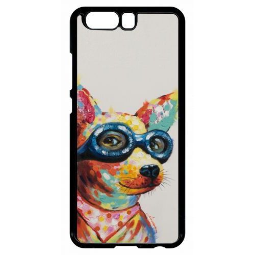 Coque Pour Smartphone - Peinture Chihuahua À Lunette - Compatible Avec Huawei P10 - Plastique - Bord Noir