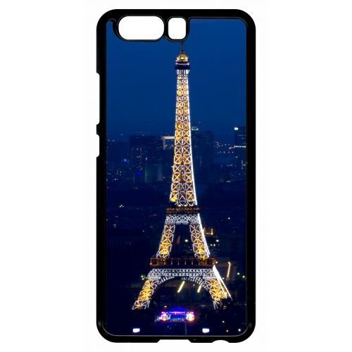 Coque Pour Smartphone - Tour Eiffel Paris Night - Compatible Avec Huawei P10 - Plastique - Bord Noir