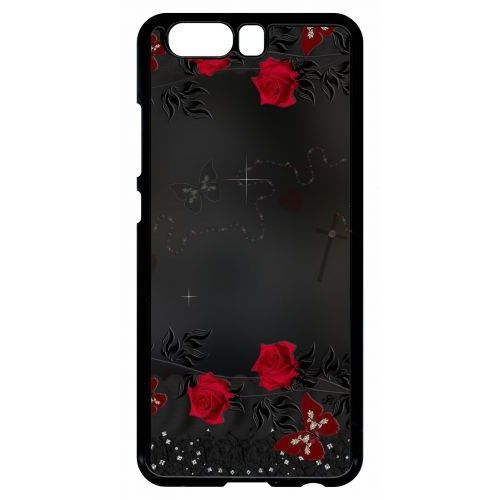 Coque Pour Smartphone - Roses Gothic Chapelet - Compatible Avec Huawei P10 - Plastique - Bord Noir