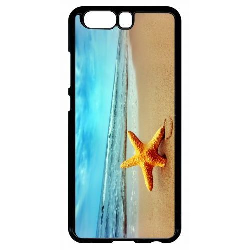 Coque Pour Smartphone - Etoile De Mer Plage - Compatible Avec Huawei P10 - Plastique - Bord Noir