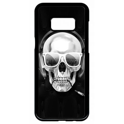 Coque Pour Smartphone - Tete De Mort Swag Casque De Musique - Compatible Avec Samsung Galaxy S8+ - Plastique - Bord Noir