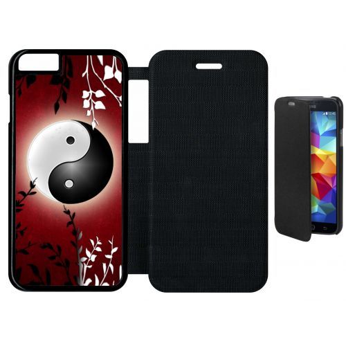 Etui A Flip Flap - Ying Yang Rouge - Compatible Avec Apple Iphone 6 - Plastique - Bord Noir