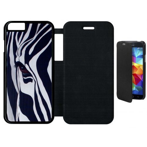 Etui A Flip Flap - Motif Zebre Noir Et Blanc - Compatible Avec Apple Iphone 6 - Plastique - Bord Noir