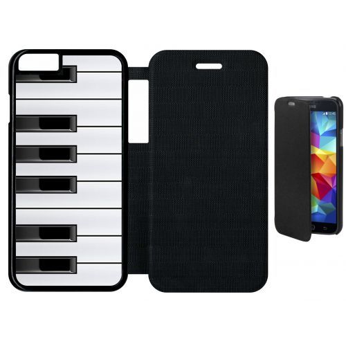 Etui A Flip Flap - Touche De Piano Noir Et Blanc - Compatible Avec Apple Iphone 6s - Plastique - Bord Noir