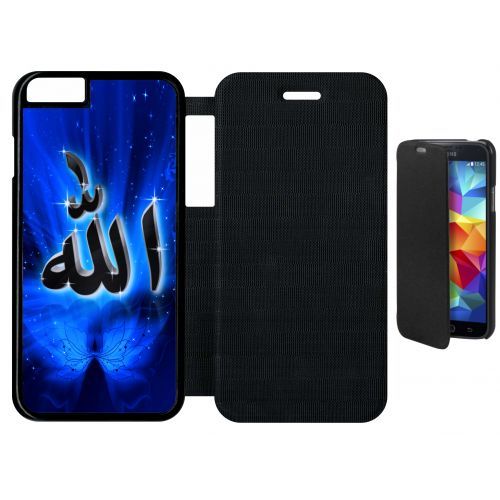 Etui A Flip Flap - Allah Religion Bleu Nuit - Compatible Avec Apple Iphone 6s - Plastique - Bord Noir