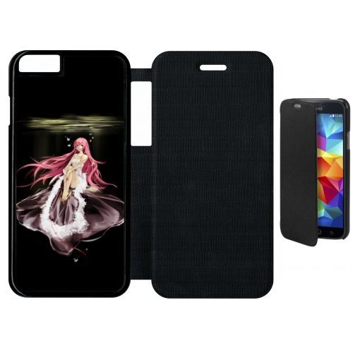 Etui A Flip Flap - Manga Fille Cheveux Rose - Compatible Avec Apple Iphone 6s - Plastique - Bord Noir