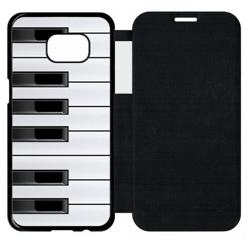 Etui A Flip Flap - Touche De Piano Noir Et Blanc - Compatible Avec Samsung Galaxy S7 Edge - Plastique - Bord Noir