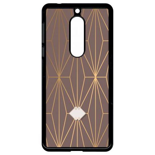 Coque Pour Smartphone - Losange Geometrique Beige Et Or - Compatible Avec Nokia 5 - Plastique - Bord Noir