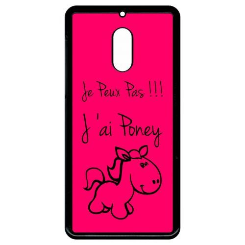 Coque Pour Smartphone - Citation Poney Rose - Compatible Avec Nokia 6 (2018) - Plastique - Bord Noir