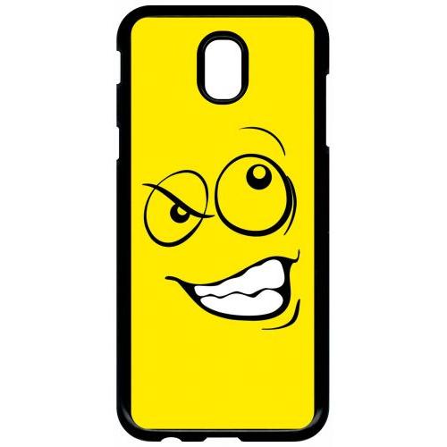 Coque Pour Smartphone - Smiley Énervé Jaune - Compatible Avec Samsung Galaxy J5 (2017) - Plastique - Bord Noir