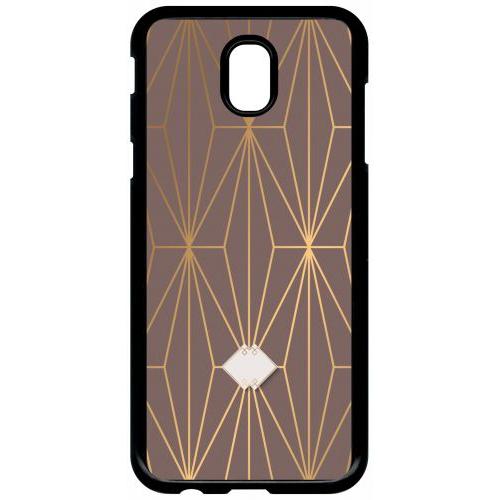 Coque Pour Smartphone - Losange Geometrique Beige Et Or - Compatible Avec Samsung Galaxy J5 (2017) - Plastique - Bord Noir