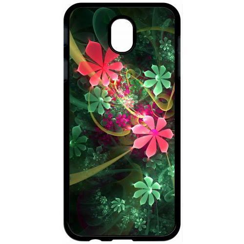 Coque Pour Tablette - Abstrait Fleur Verte - Compatible Avec Samsung Galaxy J7 (2017) - Plastique - Bord Noir