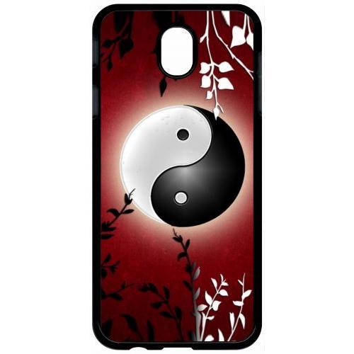 Coque Pour Tablette - Ying Yang Rouge - Compatible Avec Samsung Galaxy J7 (2017) - Plastique - Bord Noir