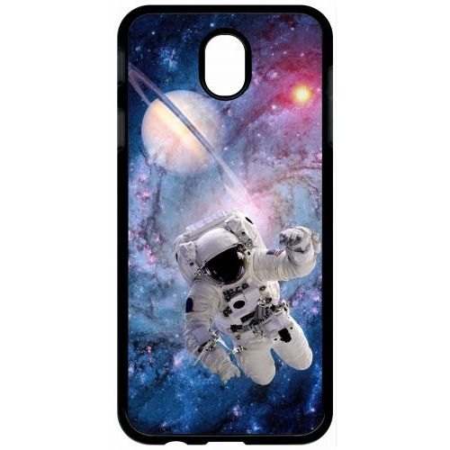 Coque Pour Tablette - Astronaute Planete 2 - Compatible Avec Samsung Galaxy J7 (2017) - Plastique - Bord Noir