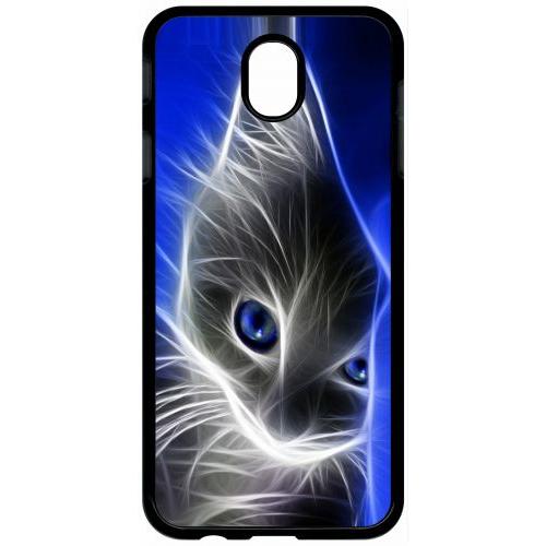 Coque Pour Tablette - Chat Eyes Blue - Compatible Avec Samsung Galaxy J7 (2017) - Plastique - Bord Noir