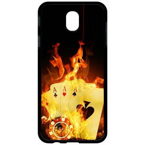 Coque Pour Tablette - Poker Feu - Compatible Avec Samsung Galaxy J7 (2017) - Plastique - Bord Noir