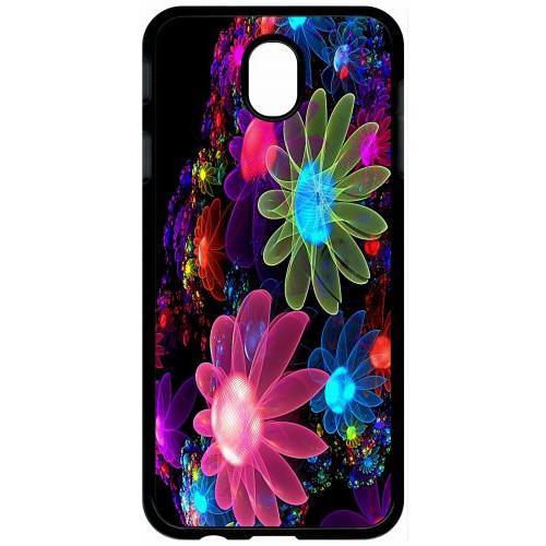 Coque Pour Tablette - Fleurs 3d Colorées - Compatible Avec Samsung Galaxy J7 (2017) - Plastique - Bord Noir