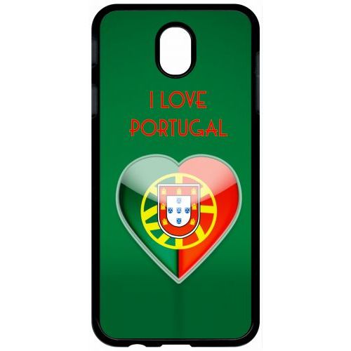 Coque Pour Tablette - Coeur Love Portugal - Compatible Avec Samsung Galaxy J7 (2017) - Plastique - Bord Noir