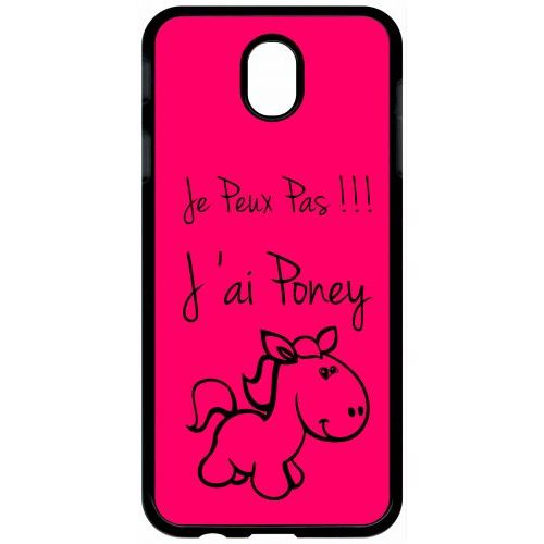 Coque Pour Tablette - Citation Poney Rose - Compatible Avec Samsung Galaxy J7 (2017) - Plastique - Bord Noir