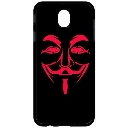 Coque Pour Tablette - Anonymous Noir Et Rouge - Compatible Avec Samsung Galaxy J7 (2017) - Plastique - Bord Noir