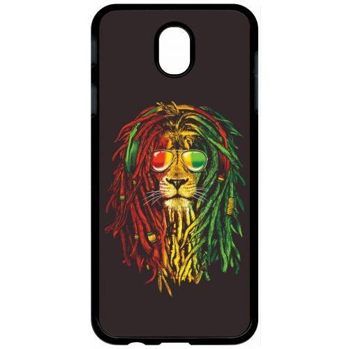 Coque Pour Tablette - Lion Rasta A Lunette - Compatible Avec Samsung Galaxy J7 (2017) - Plastique - Bord Noir