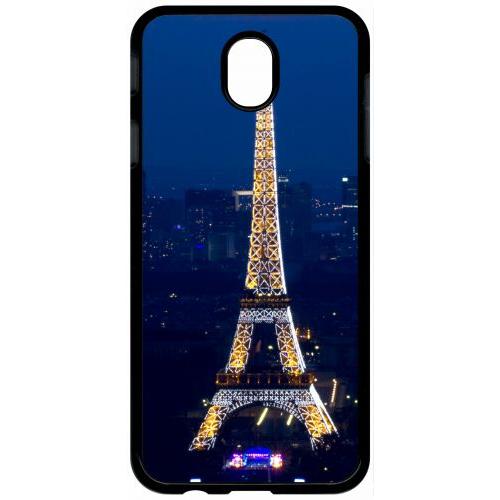 Coque Pour Tablette - Tour Eiffel Paris Night - Compatible Avec Samsung Galaxy J7 (2017) - Plastique - Bord Noir