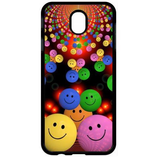 Coque Pour Tablette - Smiley Mania - Compatible Avec Samsung Galaxy J7 (2017) - Plastique - Bord Noir